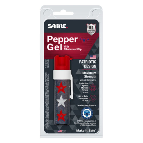 SABRE PEPPER GEL WITH ATTACHMENT CLIP, SUPPORTS C.O.P.S., PATRIOTIC DESIGN